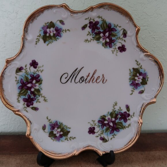 Vintage Norcrest Mother Hand-Painted Cup Saucer Plate Set - Picture 2 of 12